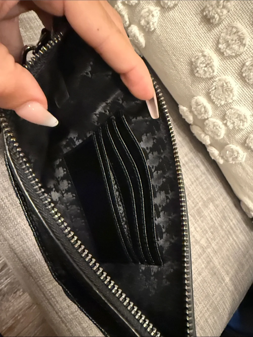 Karl Lagerfeld Black Quilted Leather Wristlet Clutch with Detachable Strap